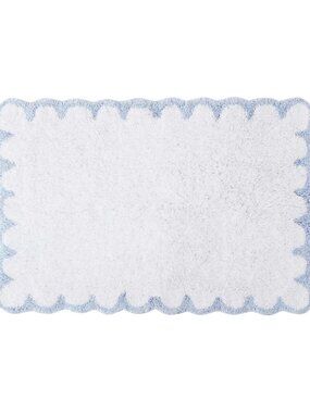 NWT Peri Home Rectangle Scalloped Bath Rug Mat 3Y84470RBL Blue 20x30